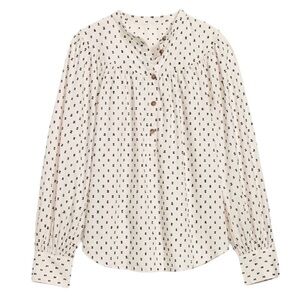 🐑Embroidered Clip Dot Bishop Sleeve Tunic, Size Medium